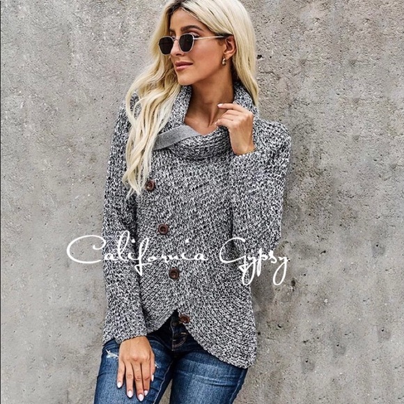 Feathered Asymmetrical Turtleneck Sweater - Picture 7 of 10